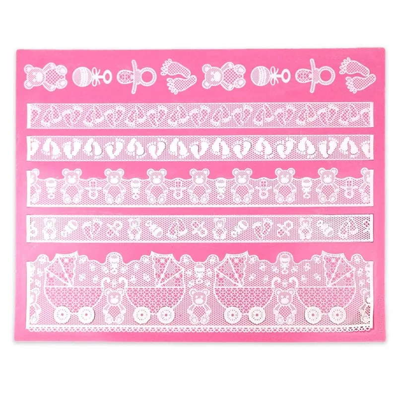

New Baby Carriage Lace Silicone Mold Cake Border Decorative Mold DIY Baking Tools K483