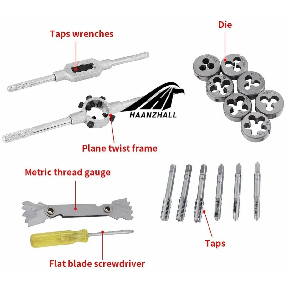 Toolly Tap and Die Set, 32pcs Metric Hardened Steel Tool Set, Essential Threading & Rethreading Tool with Storage Case