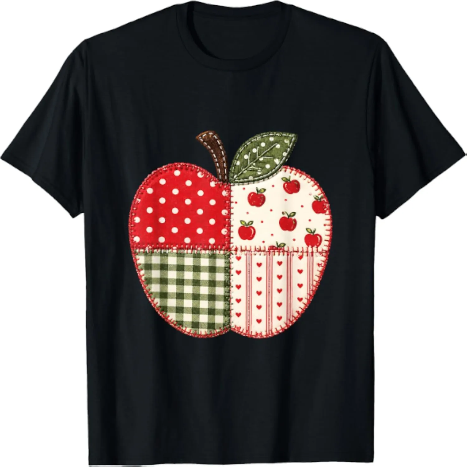 Apple Gingham Polka Dot Teacher Classroom Back to School T-Shirt Short sleeve shirt, Retro tee