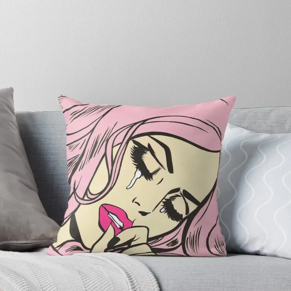 

Pastel Pink Sad Girl Throw Pillow autumn decoration Sofa Covers Plaid Sofa Pillowcase pillow