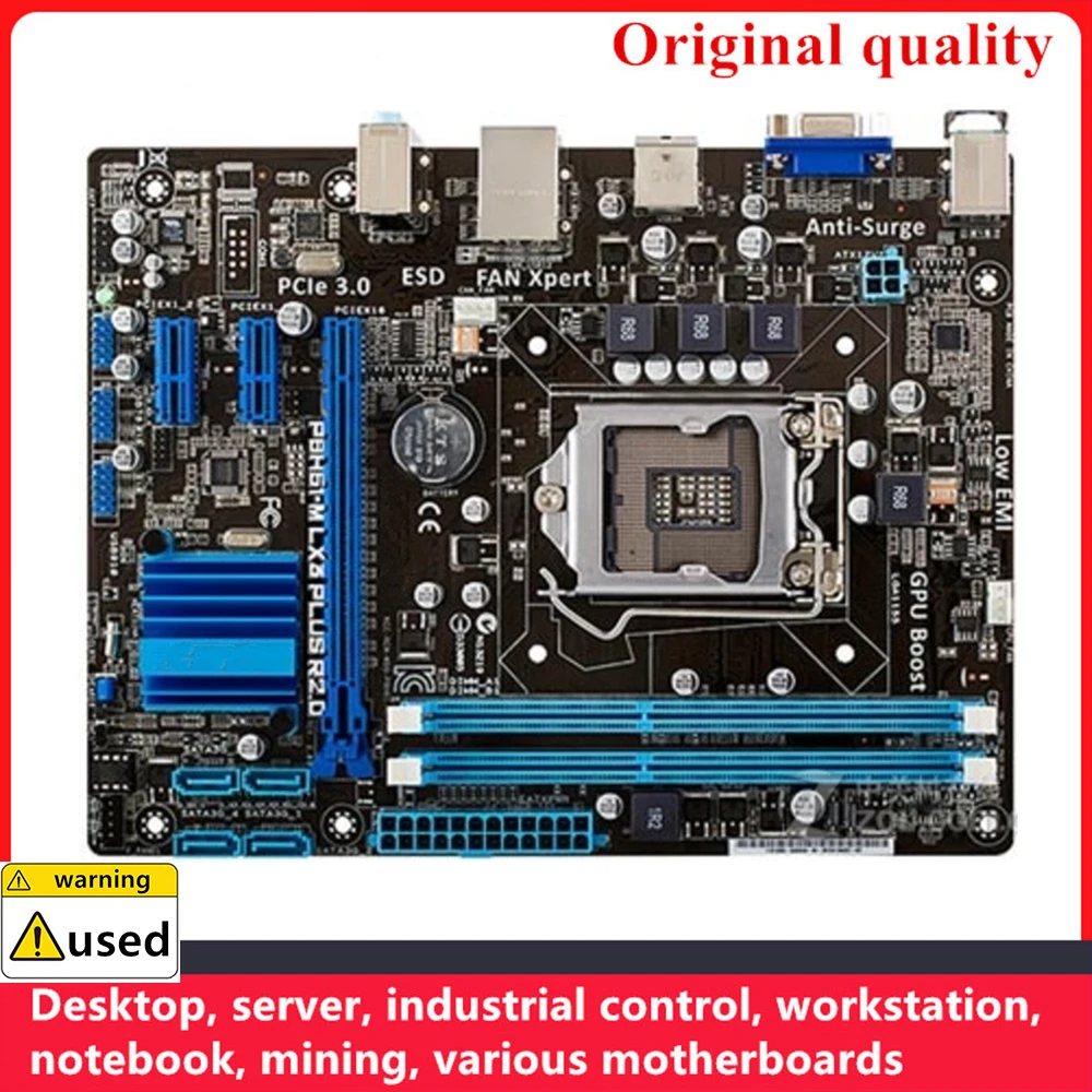 Used For P8H61-M LX PLUS R2.0 Motherboards LGA 1155 DDR3 16GB PCI-E2.0 M-ATX For Intel H61 Desktop Mainboard SATA II USB2.0