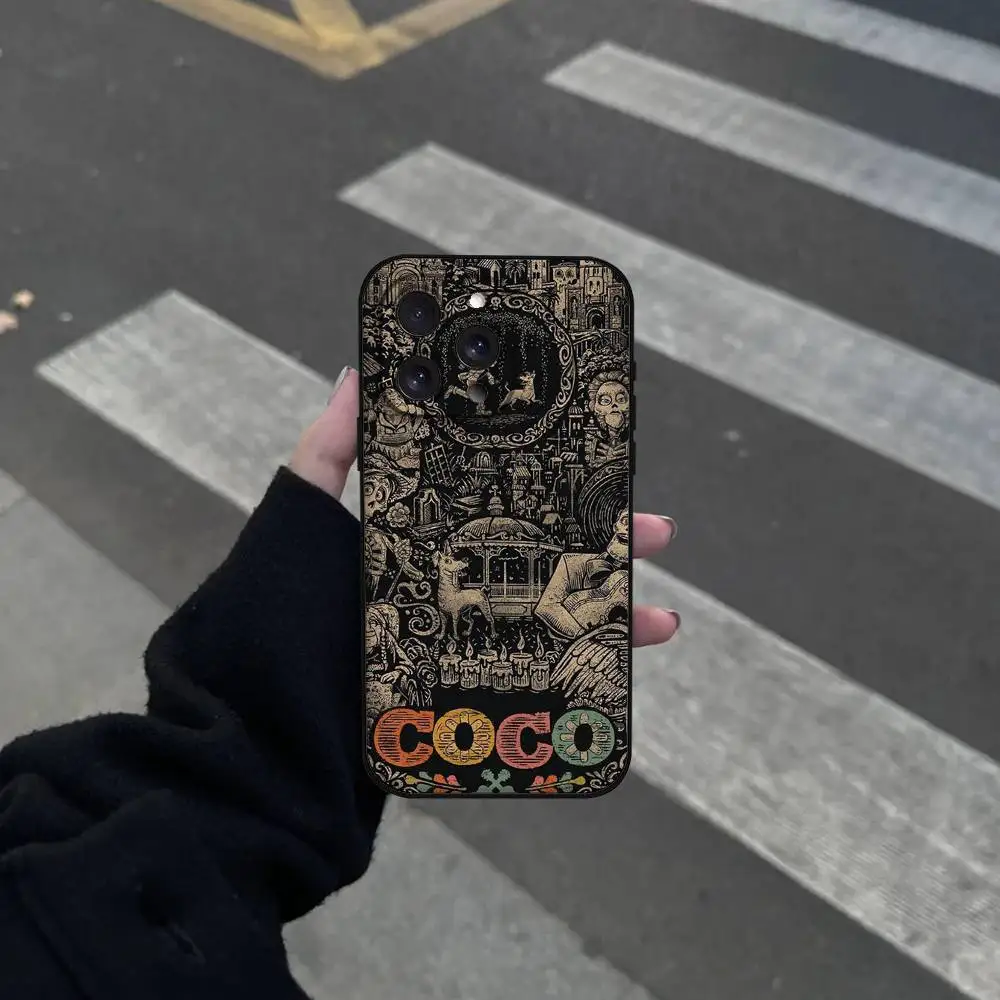 فيلم الكرتون C-كوكو قضية الهاتف آيفون 17 16 15 14 13 12 11 برو ماكس ميني X XR XS زائد غطاء قذيفة سوداء