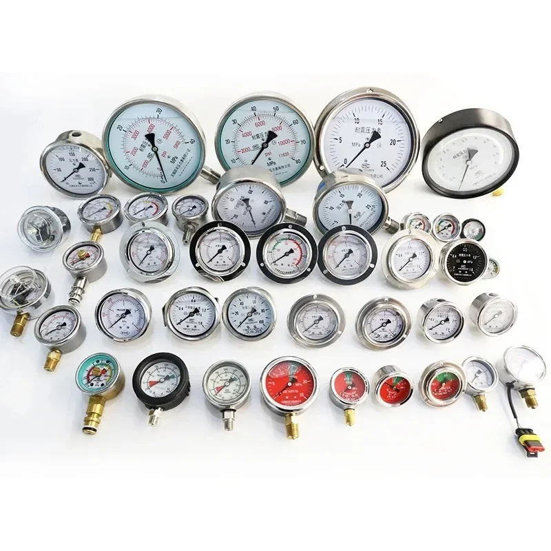 stainless steel manometer glycerin filled pressure gauge shock-proof  pressure gauge Oil Water pressure 0-1.6/100MPa mul