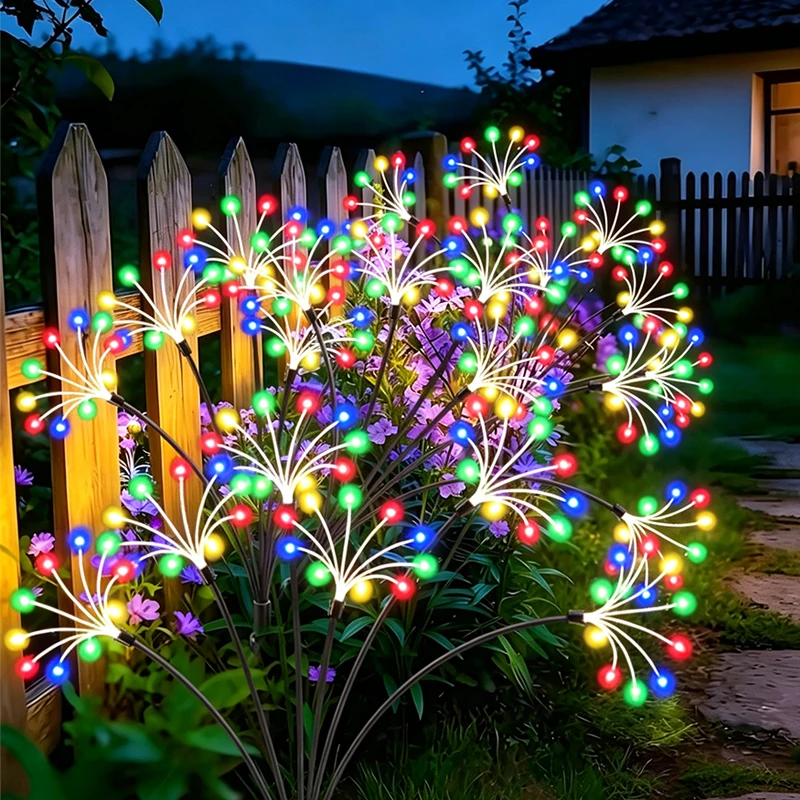Solar Firework Garden Lights Outdoor Waterproof Fairy Flower Pathway Lights for Yard Balcony Patio Lawn Xmas Decor