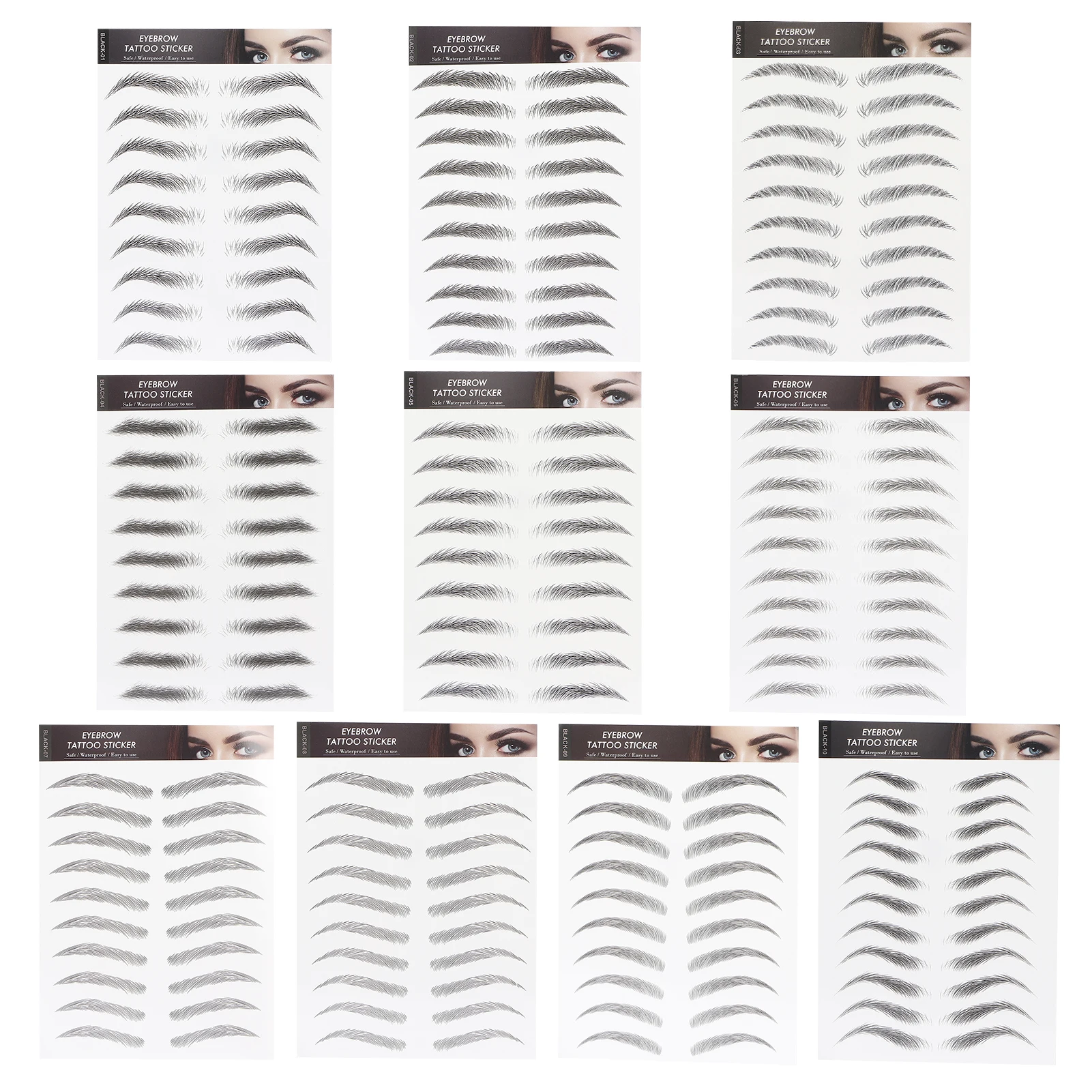 Long Lasting Eyebrow Transfers Sticker Household Portable Waterproof Safe Women Black Eyebrow Tattoo Sticker Makeup Tools