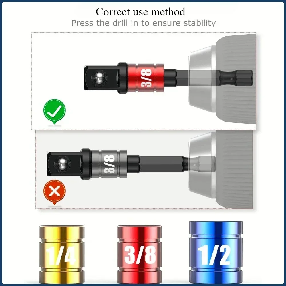 Impact Grade 105 Degree Angle Socket Adapter Power Hand Tool Part Driver Extension Set Screwdriver Holder Drill Nut Attachment