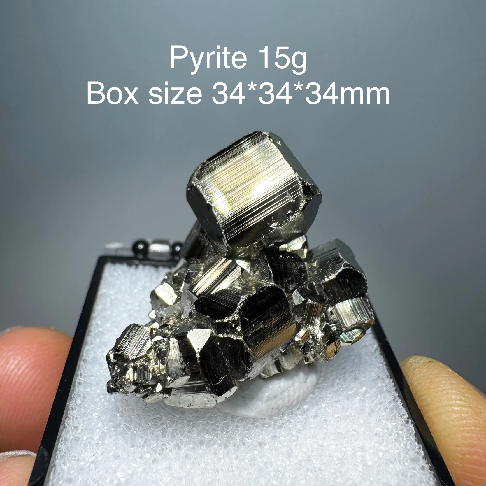 Natural Peru Pyrite Mineral Specimen Raw Rock Crystals Healing Stone Home Decor Box Size 34x34mm