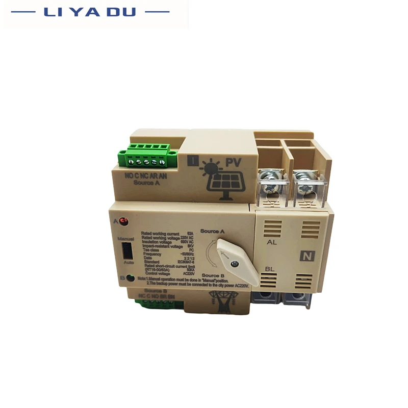 Imagem -02 - Mini Interruptor de Transferência Automática das Energias Solares na Rede Trilho do Ruído Ats Ats Sistema do Picovolt Poder ao Poder da Cidade Ac220v 2p 3p 4p