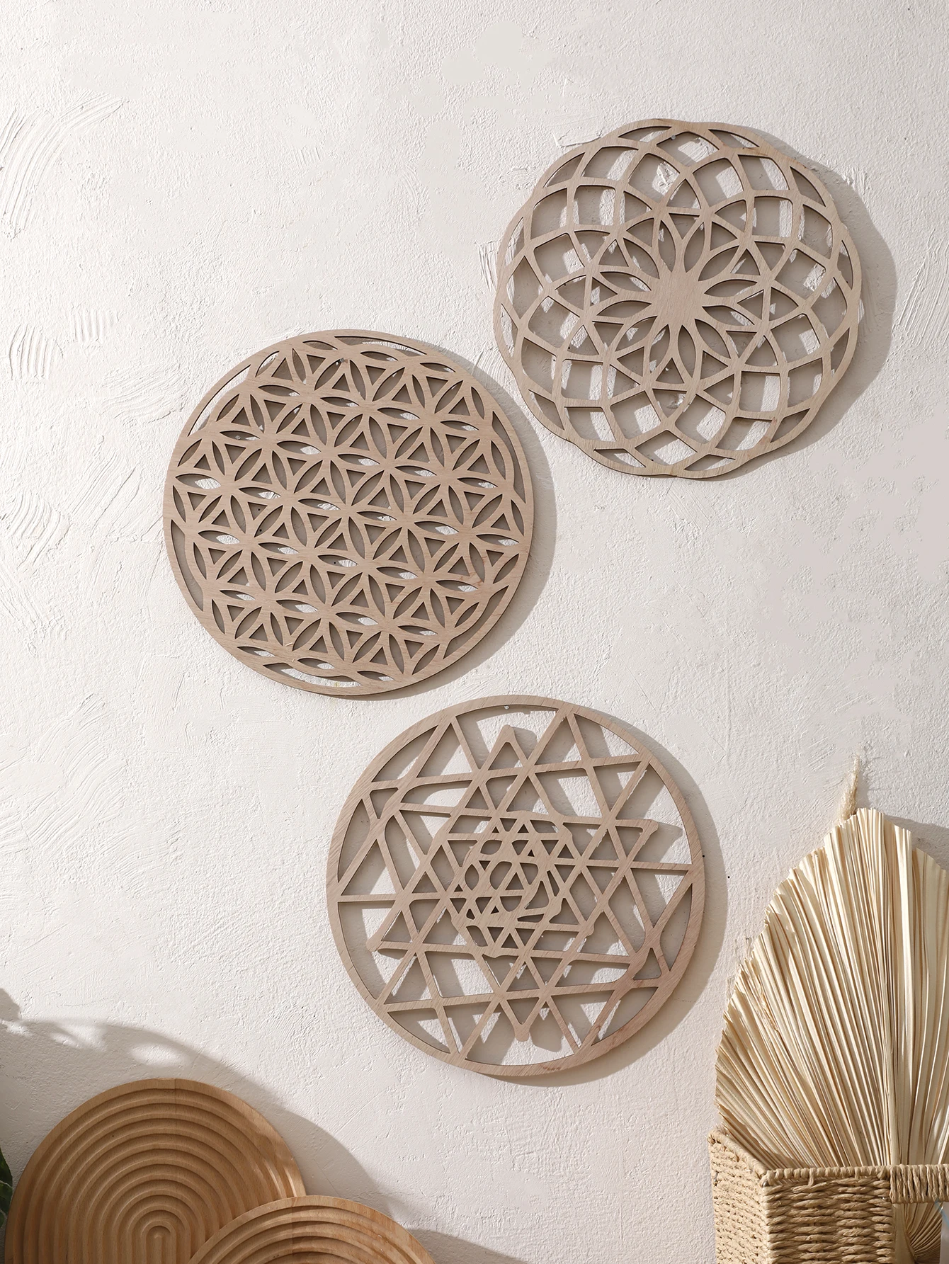 

Natural Wooden Wall Hanging Wall Art Decor Kaleidoscope Wall Hanging Decoration Wall Decor Boho Wall Accent for Living Room Gift