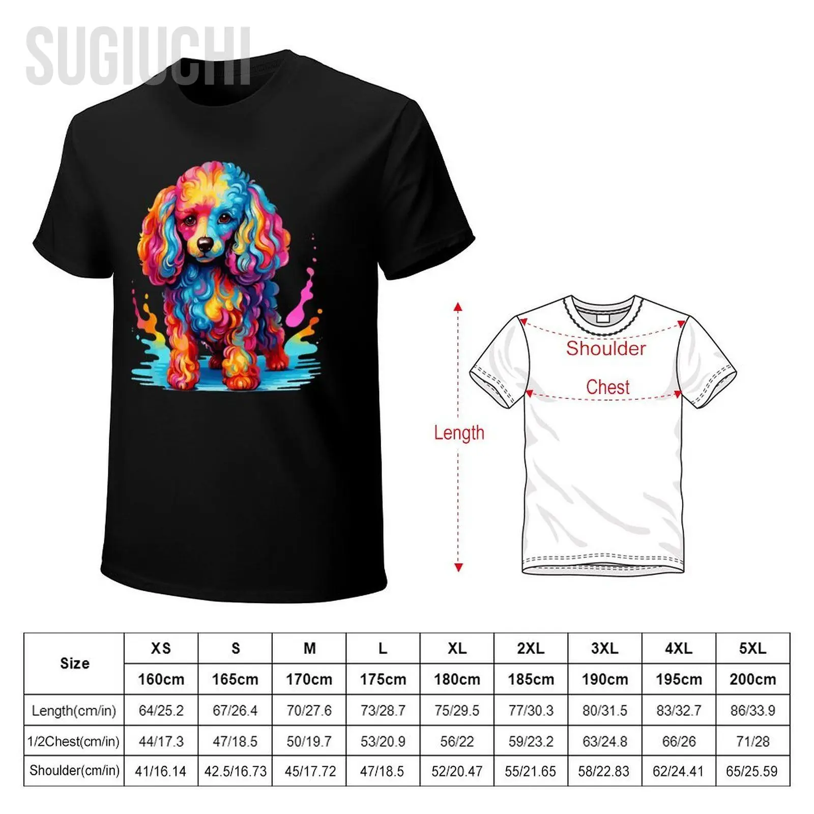 Unisex Men Colorful Pop Art Poodle Portrait Dog Lover Tshirt Tees T Shirts Women Boys 100% Cotton T-Shirt view 6