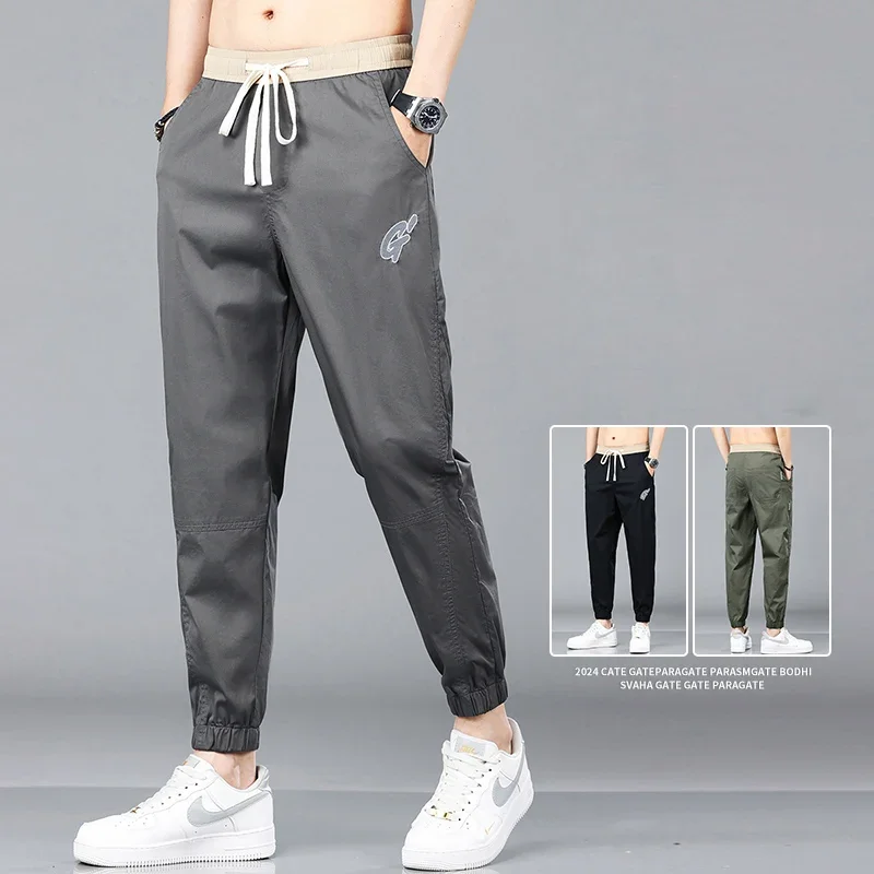 Summer Men's Soft Lyocell Fabric Jogger Pants Casual Male Thin Harajuku Cargo Harem Korean Hip Hop Sweatpants Trousers Plus Size