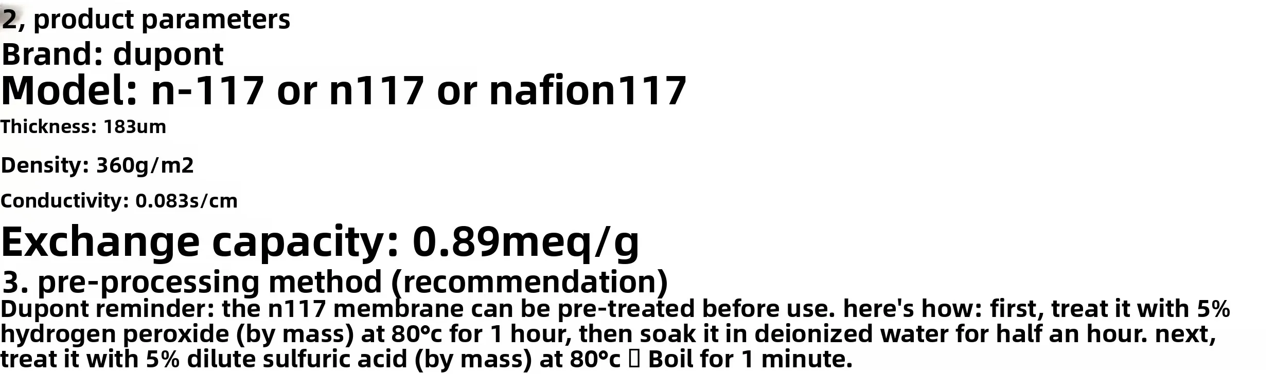 Proton Exchange Membrane 117 Membrane perfluorinated sulfonic acid ion N117 (10x10 cm, 10x20 cm, 20x20 cm)