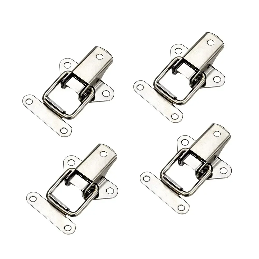 4Pcs Stainless Steel Cabinet Latch Hasp Toolbox Toggle Lock Hasp Toggle Latch  Clamps Boxes Clasp Buckle Trunk Latch Catch