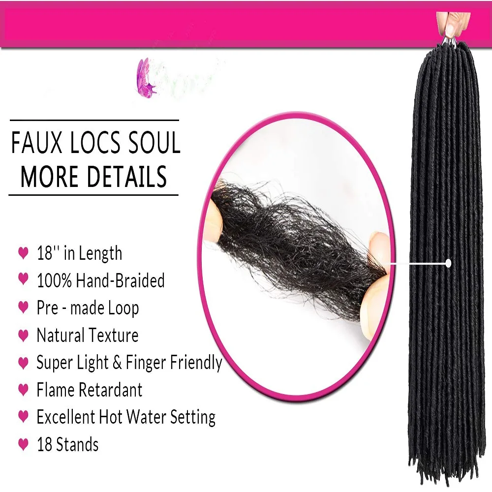 Black Star-Goddess Faux Locs Crochet Braids for Black Women, 18 