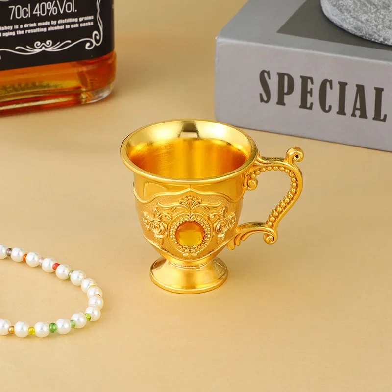 DSA Metal Baijiu Cup European Creative Belt One or two cups high-end household one-bite cup light luxury wedding toast cup