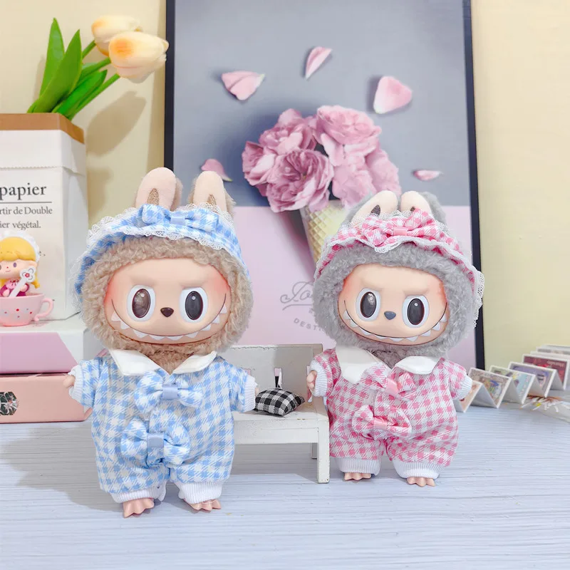 

17cm Cute Mini Plush Doll's Clothes Outfit Accessories Labubu Clothing DIY Kid Gift Climbing Clothes Pajamas For Plush Doll