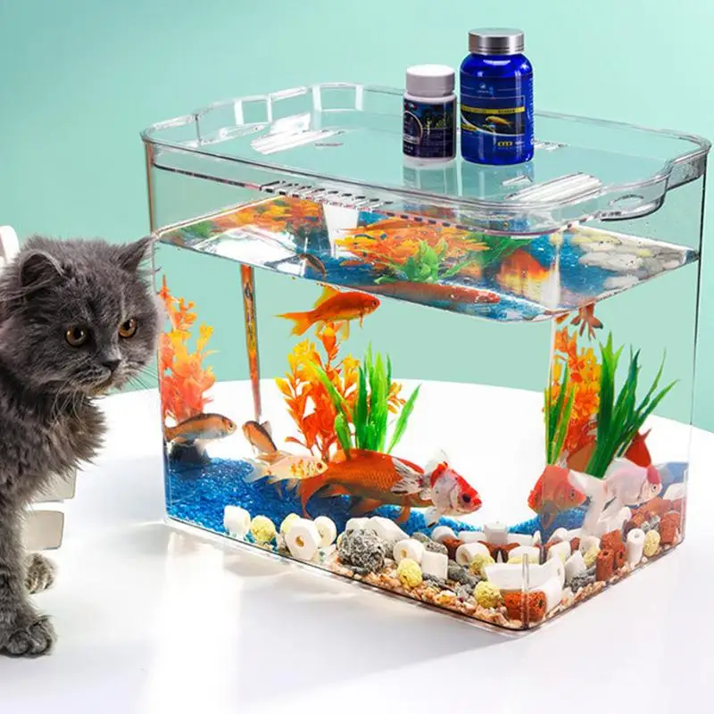 Small Aquarium Aquarium Small Transparent Cube Tank Small Fish Bowl For Temporary Space Turtle Tanks Desktop Aquarium For