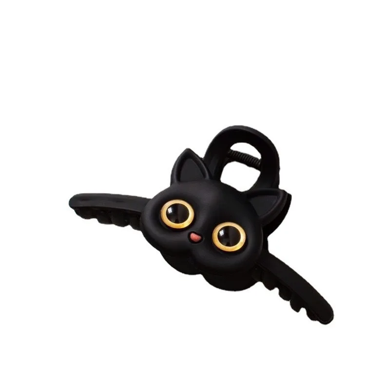 New Cute Black White Cat Hair Clips Women Hollow Geometric Grab Claw Clips Cartoon Animal Hairpin Girls Hair Accessories