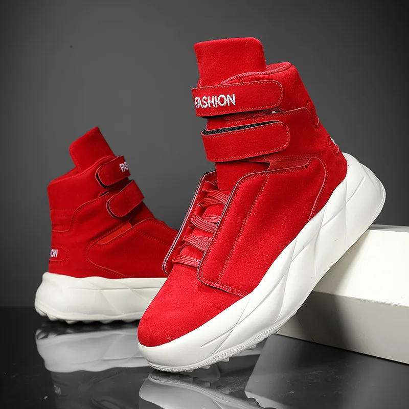 Fashion High Top Red Men\'s Winter Shoes 2023 Designer Casual Shoes Boots for Men Comfortable Suede Mens Shoes zapatos de hombre