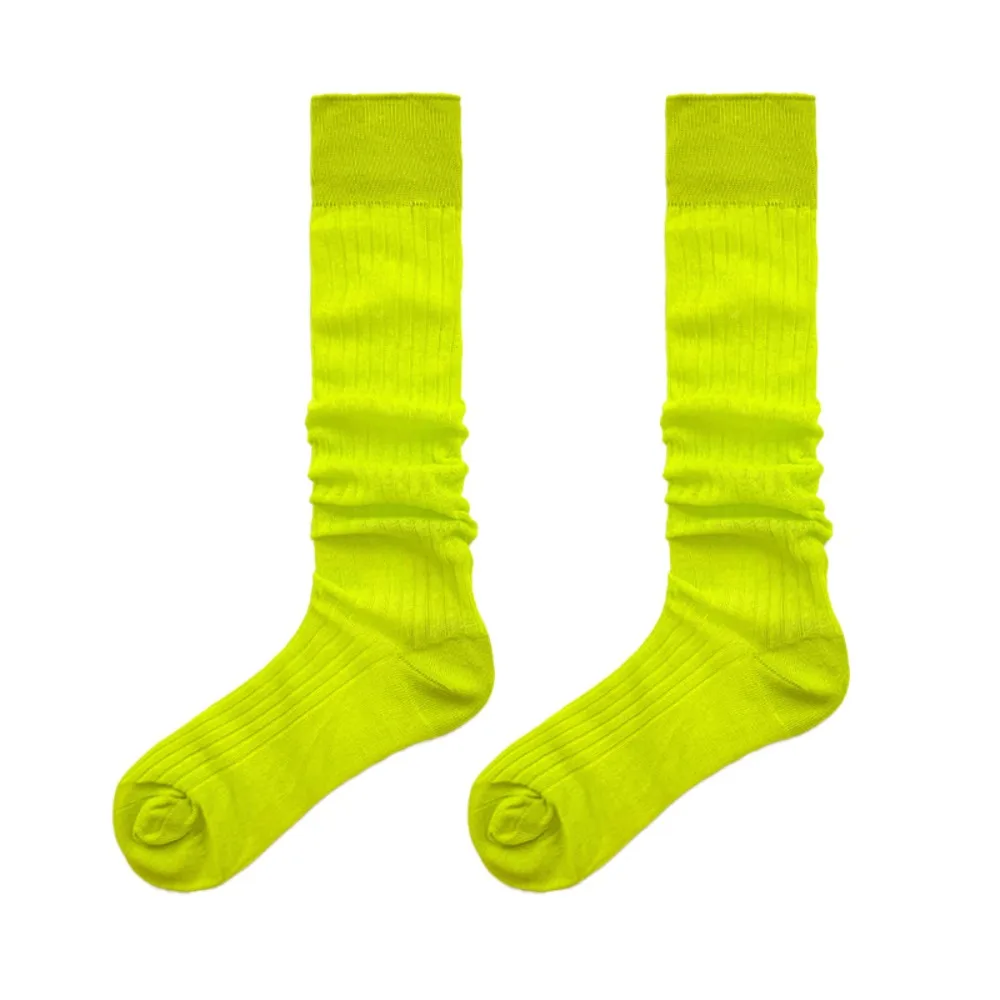 

Sweet Lolita JK Calf Socks Cotton Solid Color Knee High Socks Bunching Socks Japanese Style Mid-tube Stocking Women