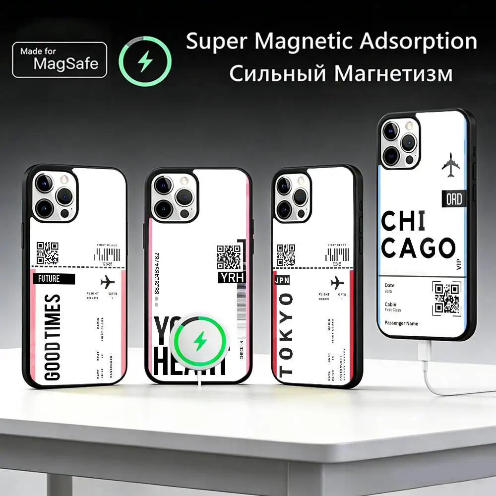 

F-Flight Ticket Phone Case For IPhone17 16 15 14 13 12 11 Plus Pro Max Plus Wireless Charger Cover Funda