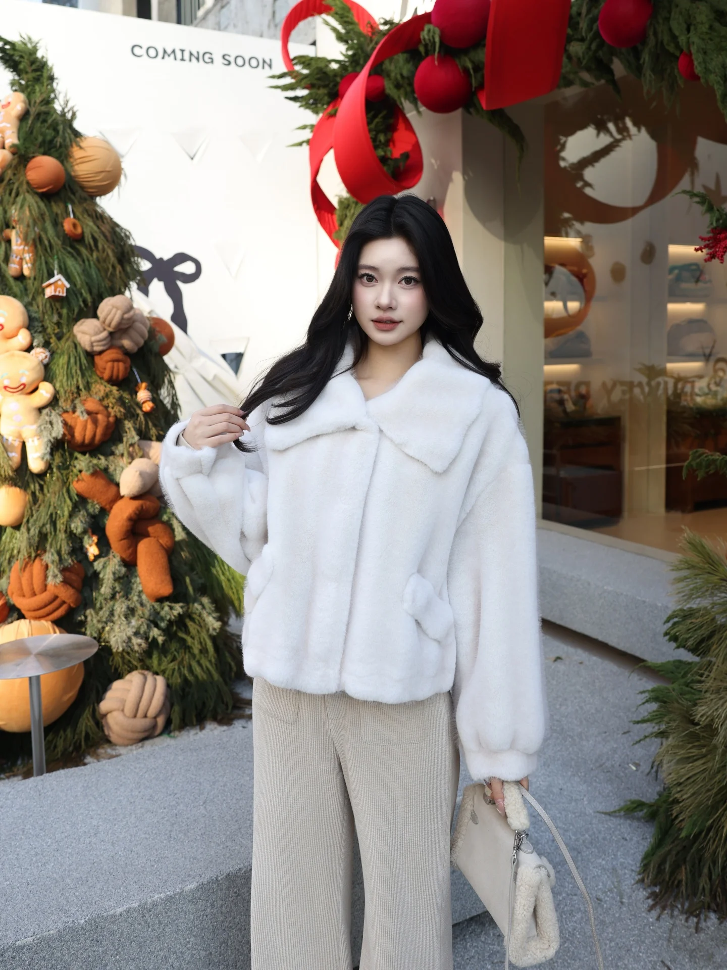 

Warmth Faux Fur ort Coat High Densi Velvet Collar Slimming Faionable Outerwear by Old Yang ME Home Yang Casual Sle