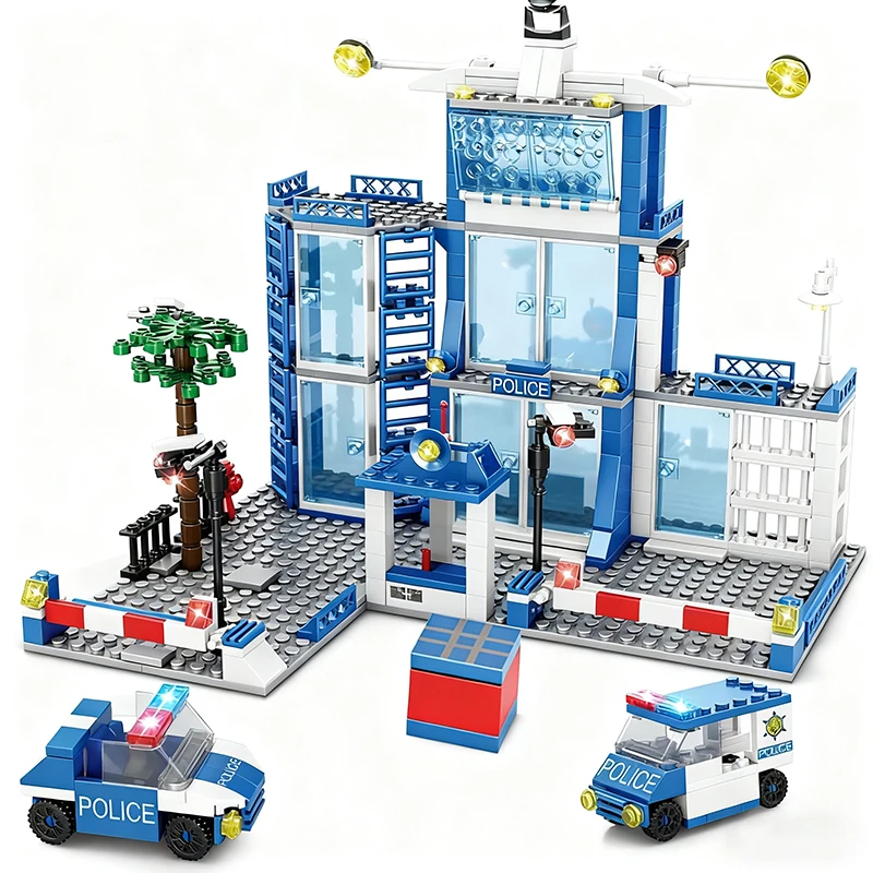 

Police Station Building Blocks Set Police Car DIY Toy Car Figures Educational Construction Toys for Kids Christmas Birthday Gift