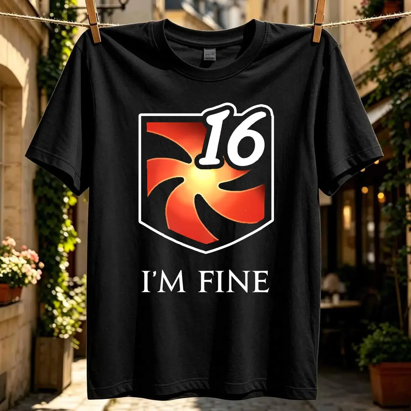 washed T Shirt I'm fine Vulnerability Stacks Funny meme MMORPG FFXIV Online vintage Washed Soft streetwear Versatile homme