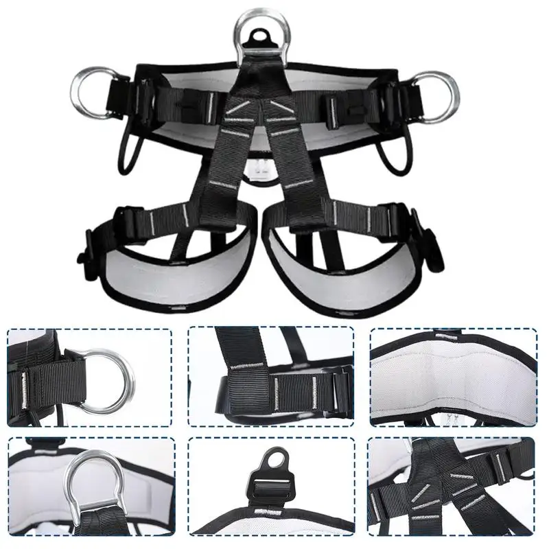Mens Climbing Harness Half Body เข็มขัดนิรภัยแบบปรับได้สายรัดปีนเขาป้องกันเอว Strong รับน้ําหนักสายรัดเข็มขัดพยุง