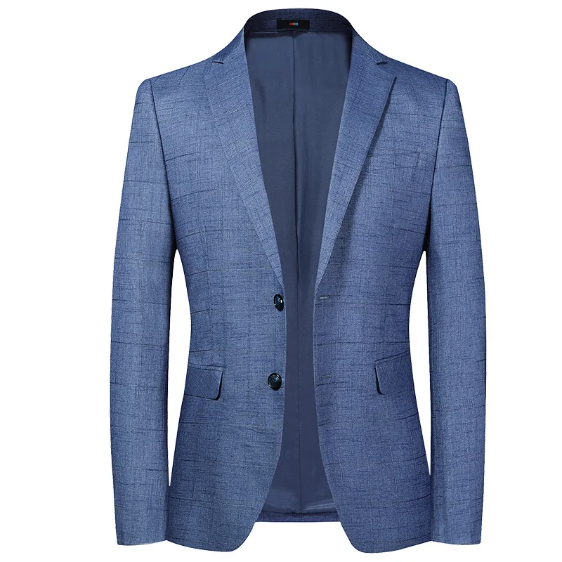 Lansboter-abrigo de traje azul para hombre, versión coreana, ajustado, para personas jóvenes y de mediana edad, chaqueta de negocios informal diaria, primavera