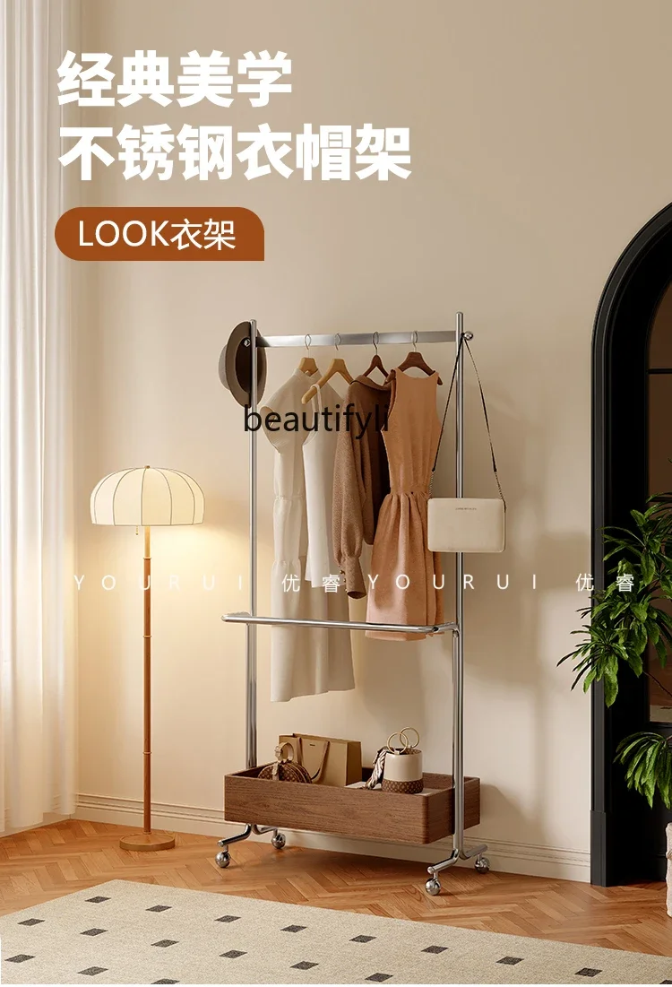 

xzMedieval Coat Rack Bedroom Home Removable Solid Wood Bauhaus Stainless Steel French Storage Hanger