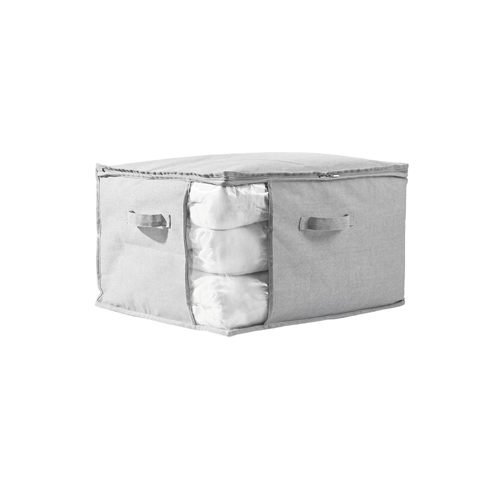 

For King Size Comforter Storage Organizer - Queen Size Foldable Bag with Clear Window 32x45x52cm Breathable Fabric