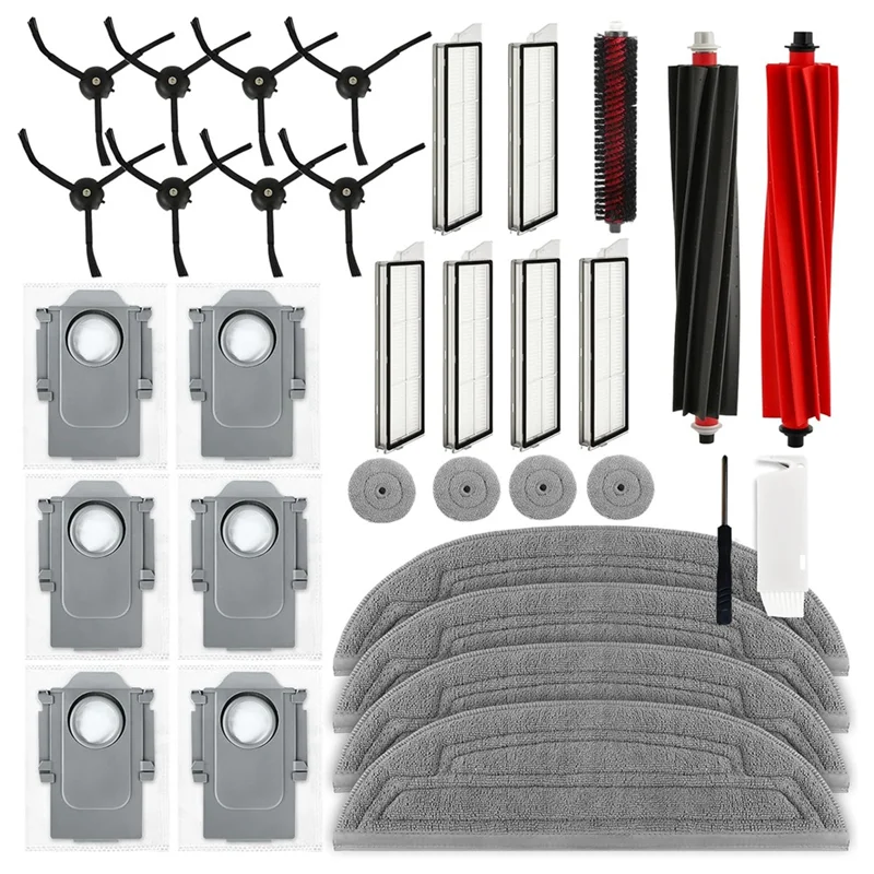 

Комплект запасных частей A66Z: основные и боковые щетки, HEPA-фильтр, салфетки для уборки, мешки для сбора пыли для Roborock S8 Maxv Ultra