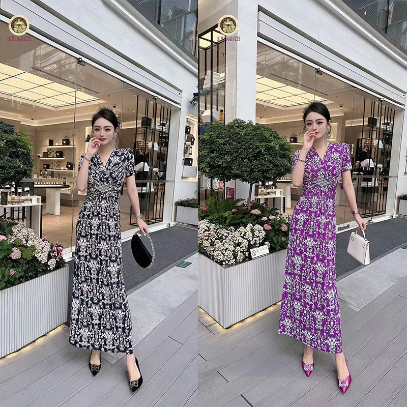 Fashionable and elegant printed design dress with exclusive style, noble and slimming women's clothing, high-qualit #S-F23080