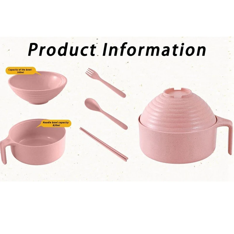 Microwave Ramen Bowl Set With Chopsticks - Durable, Microwavable Noodle Cooker With Lid, Ideal For Dorms