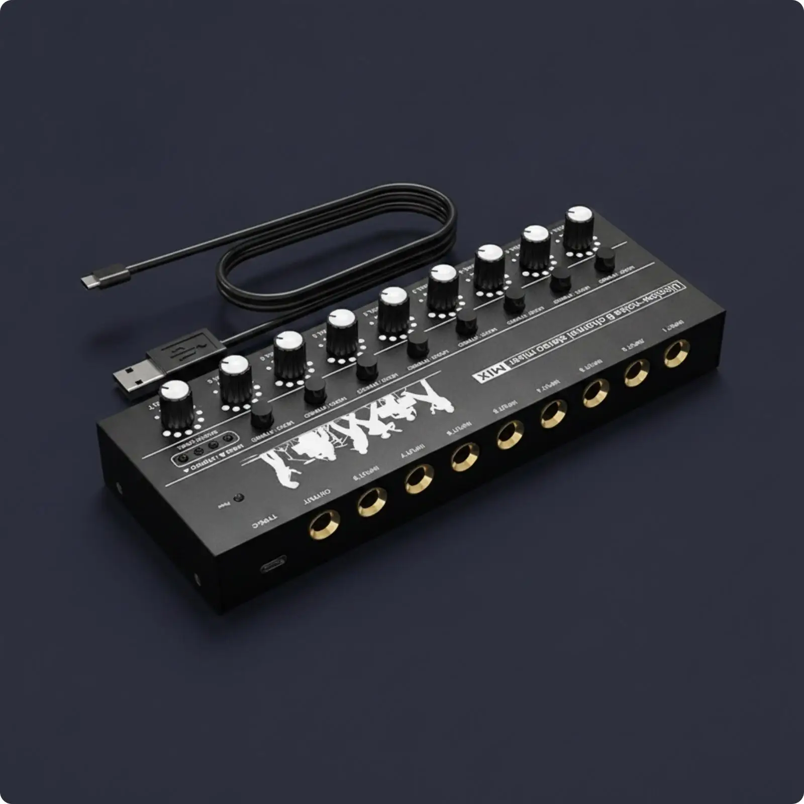 8-Channel Audio Mixer USB-powered Stereo Audio Mixer Compact for Streamers, Artists, Live Broadcasting, Home Production, Desktop