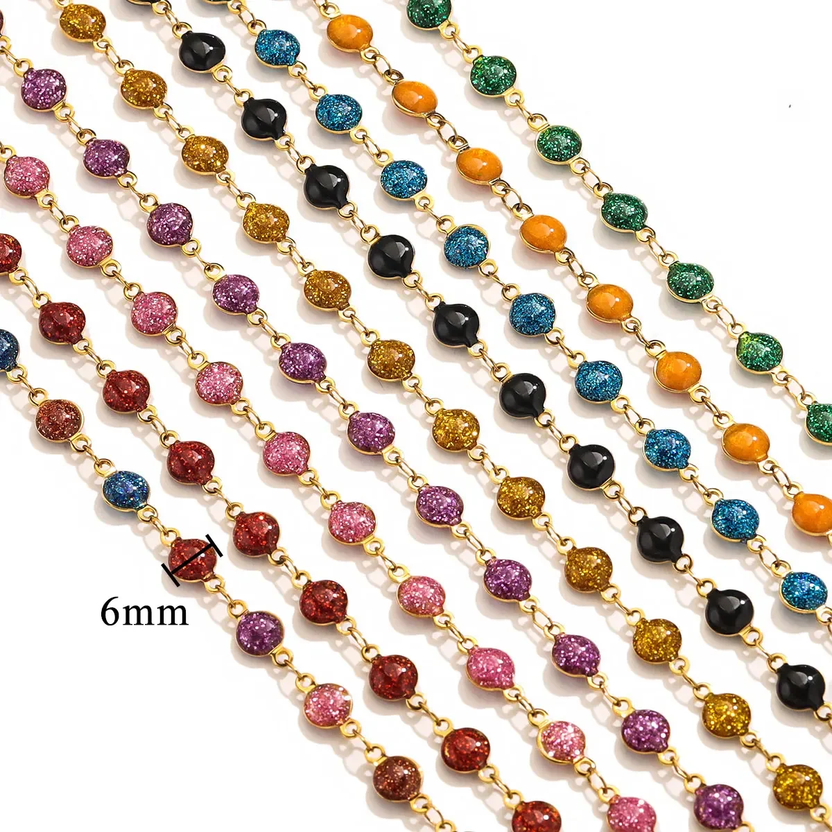1meter Stainless Steel Colorful Enamel Round Metal Chains for DIY Necklace Bracelet Jewelry Making Supplies Handicraft Wholesale