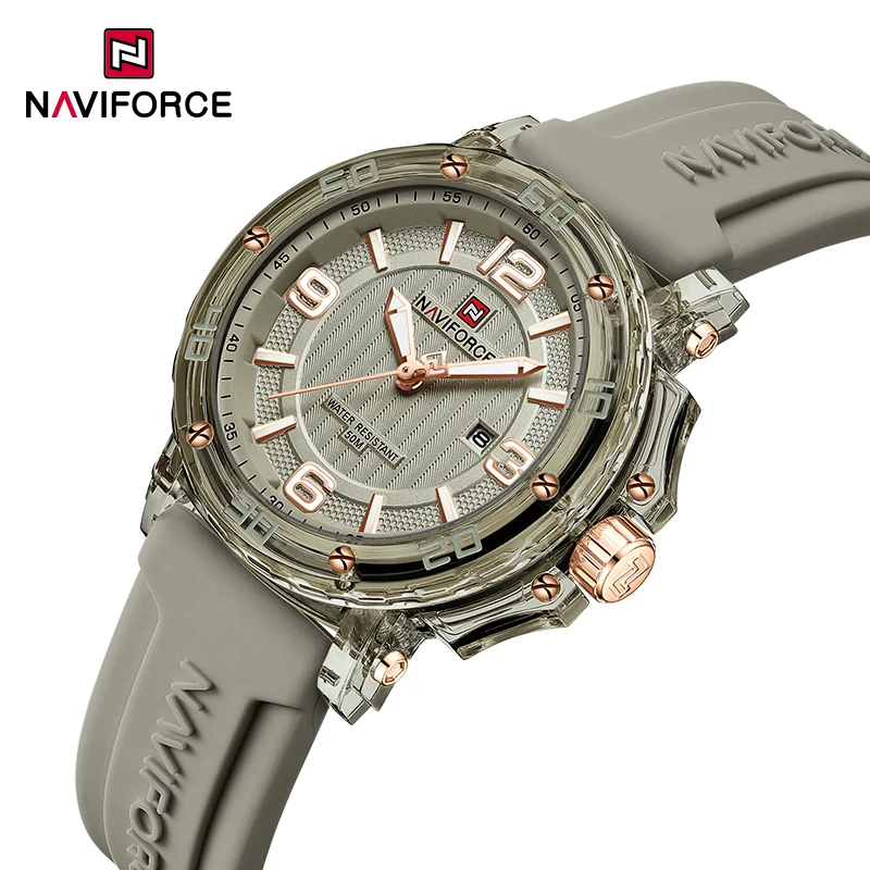 

NAVIFORCE повседневные часы для женщин, элитный бренд, кварцевый дисплей даты, элегантные женские наручные часы с силиконовым ремешком