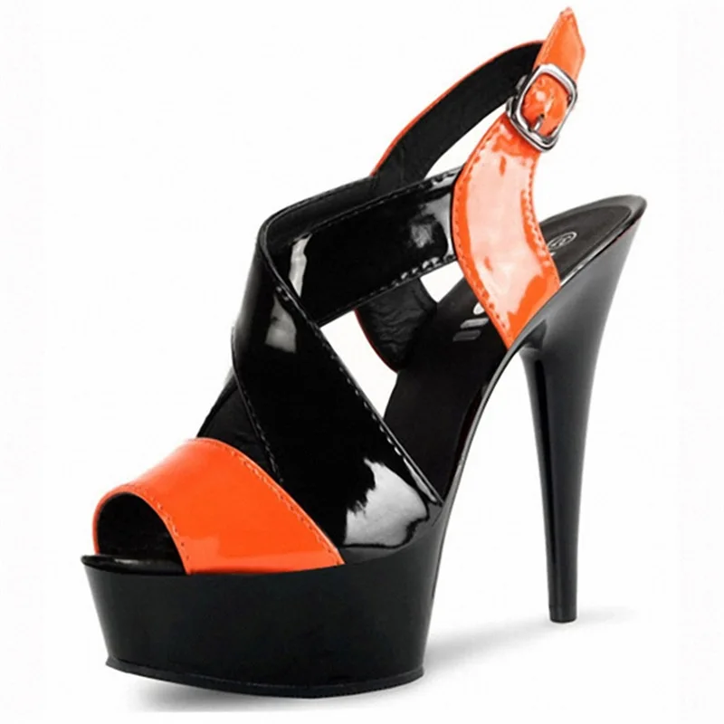 جديد 15 سنتيمتر/6 بوصة متجرد الكروم منصة القطب الرقص الصنادل الاتحاد الأوروبي الولايات المتحدة نمط ملهى ليلي حفلة عالية المنصة تظهر أحذية النساء #2