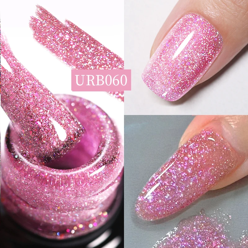 UR SUGAR-Gel de base en caoutchouc coulé arc-en-ciel violet, paillettes caméléon, paillettes, semi-continu, Soak Off UV LED, vernis à ongles, 7ml