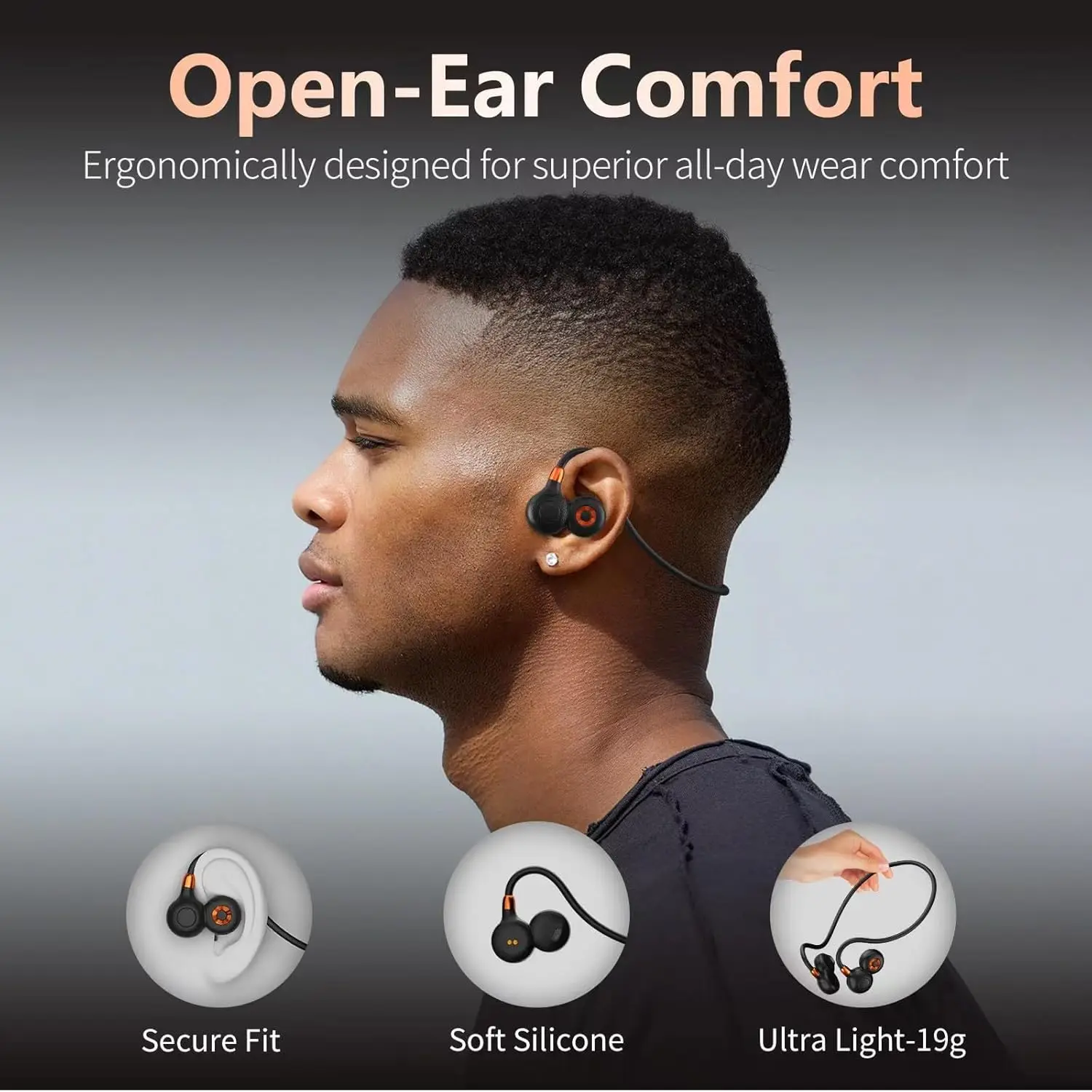 Bluetooth Wireless Air Conduction Headphones Sport Earbuds, Premium Sound,19gLightweight Earphones for Running Cycling Workouts