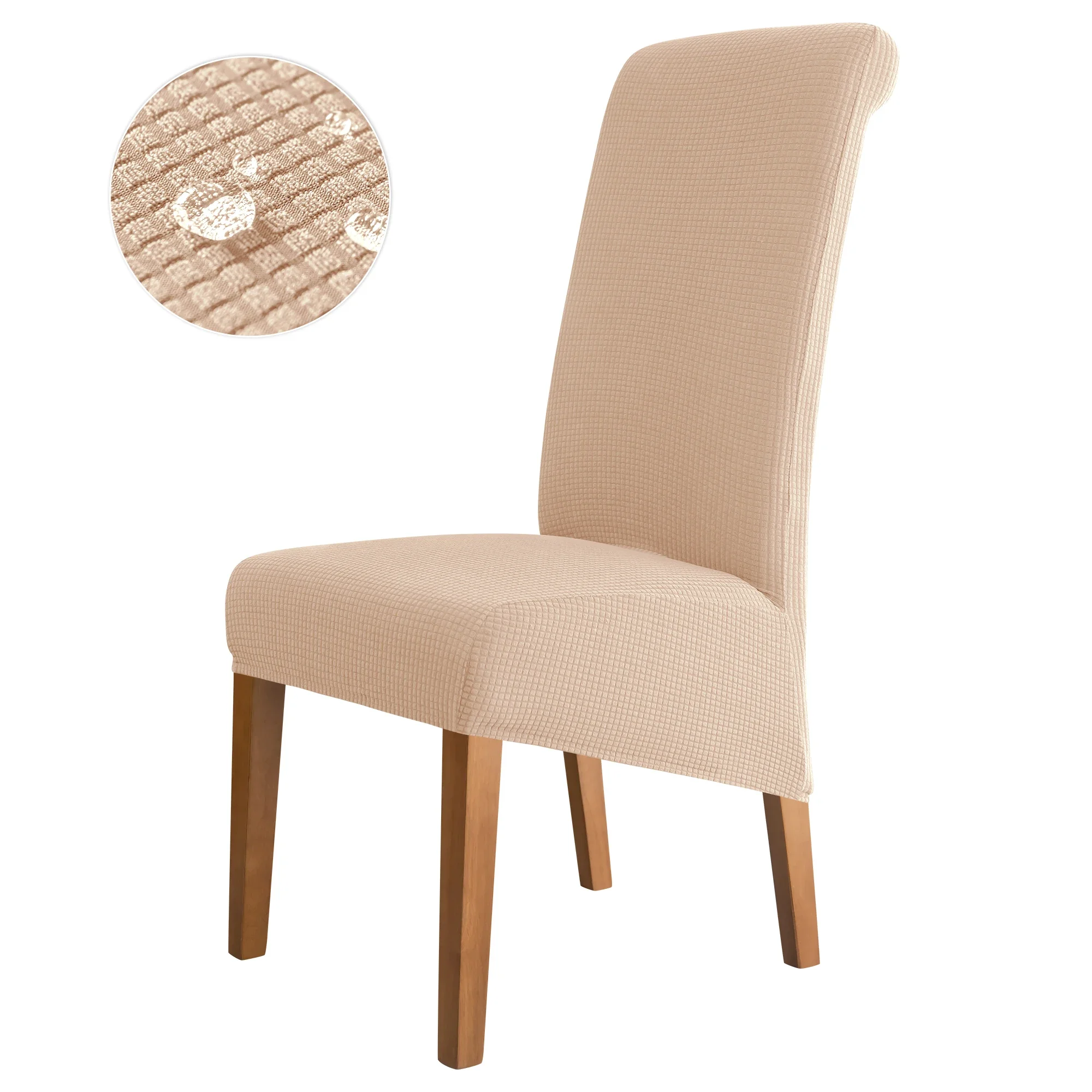 Wasserabweisender Stuhlbezug mit hoher Rückenlehne, Jacquard-Stretch, Stuhlhussen in XL-Größe für Esszimmer, schmutzabweisend, pflegeleicht, Sitzschutz
