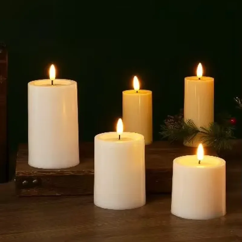 Flameless LED candles, battery powered candles, electric analog cylindrical candles for garden, porch and lantern decorations