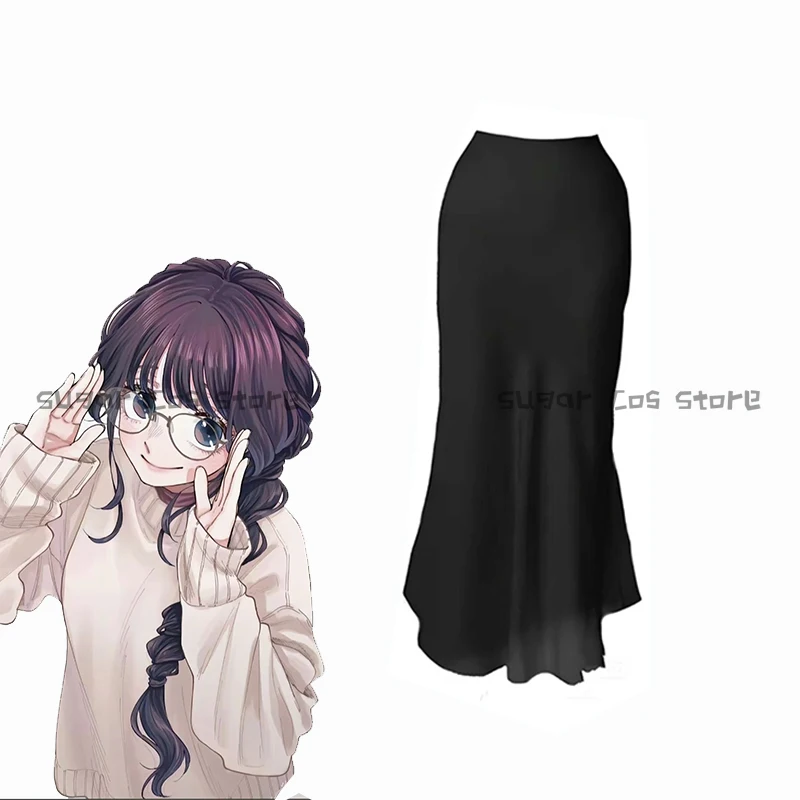 زهرة عطرة تتفتح مع كرامة كاوروكو واغوري تأثيري حلي شعر مستعار سترة بيضاء سوداء ذيل السمكة تنورة حفلة الهالوين