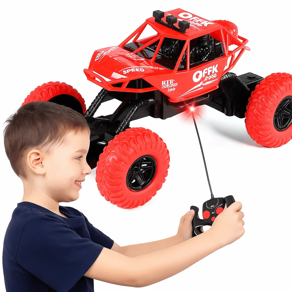 

With Lights Remote Control Off-Road Vehicle Waterproof Anti-Slip Remote Control Cars 2WD Rubber Wheels Off-Road Car Toddlers