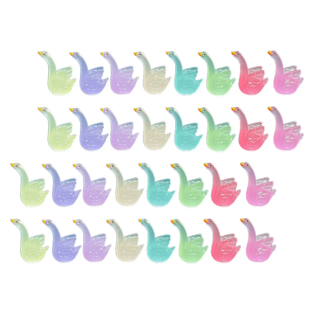 

32 Pcs Moss Decor Mini Swan Statue Resin Figurines Garden Ornament Home Office Adornment Durable Design