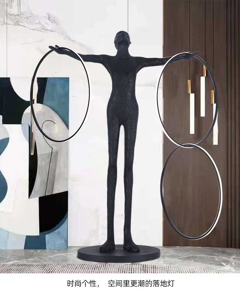 Post-Modern Living Room Floor Lamp Figure Sculpture Creative Exhibition Hall Hotel  Lobby Large Humanoid Floor Lamp Ornaments