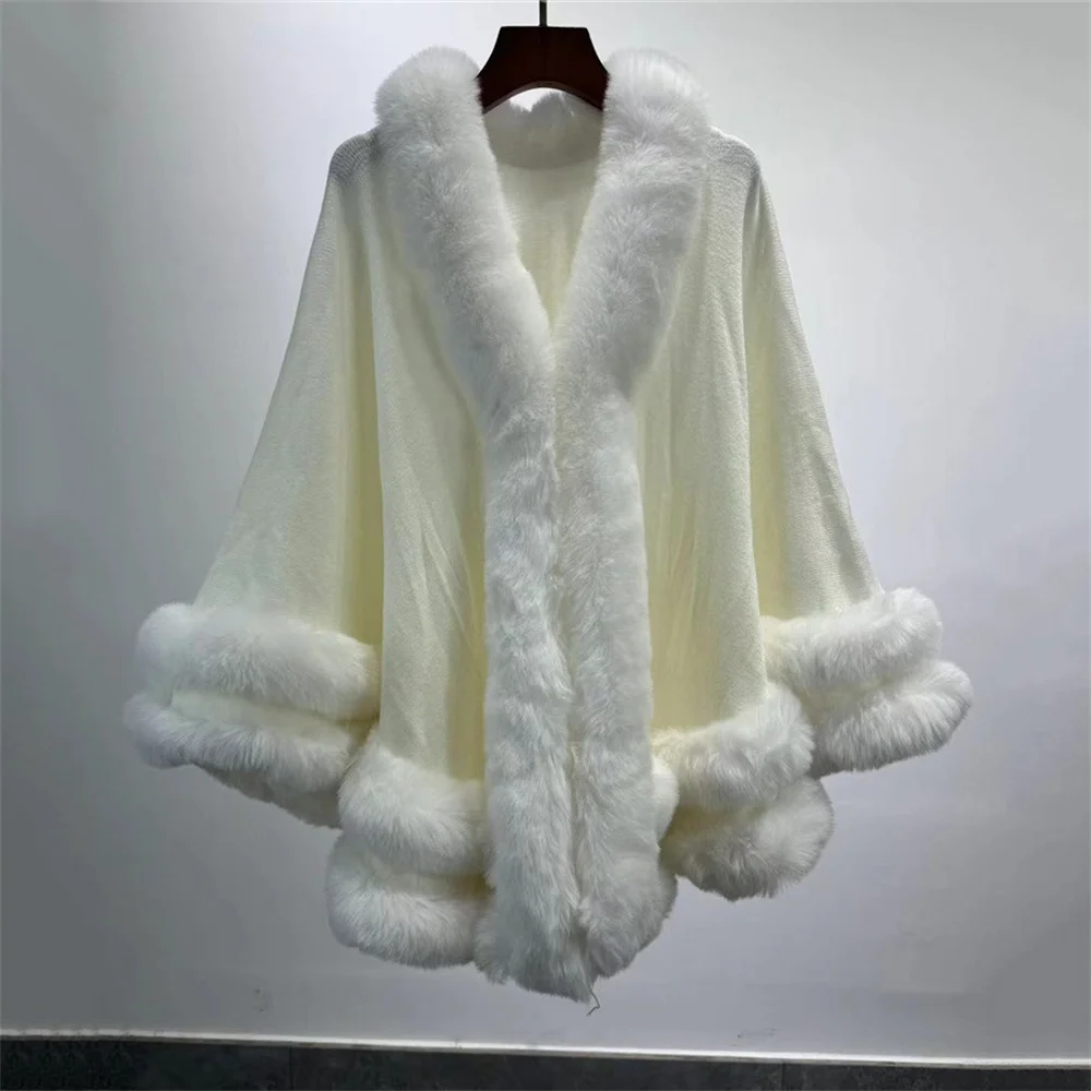 2024 Women 2 Circle Wraps Long Faux Rabbit Fur Cape Poncho Winter Loose Thick Warm Shawl Outerwear Knitted Cloak Overcoat 16 S50fccb4cf1b84c8b8b24dc9f504ae813q