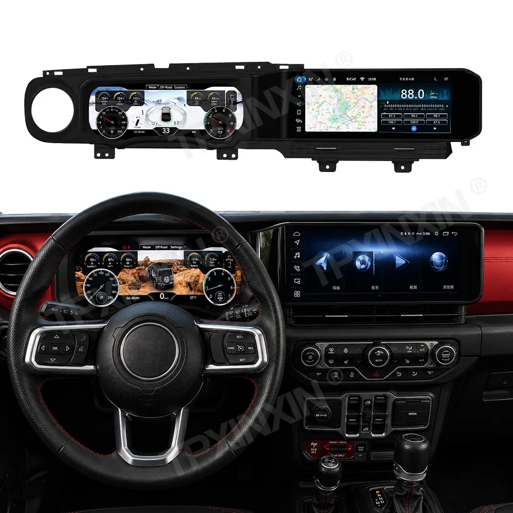 For Jeep Wrangler JL 2018-2023 Car Radio Android Auto Carplay Digital Cluster Dash 24.6