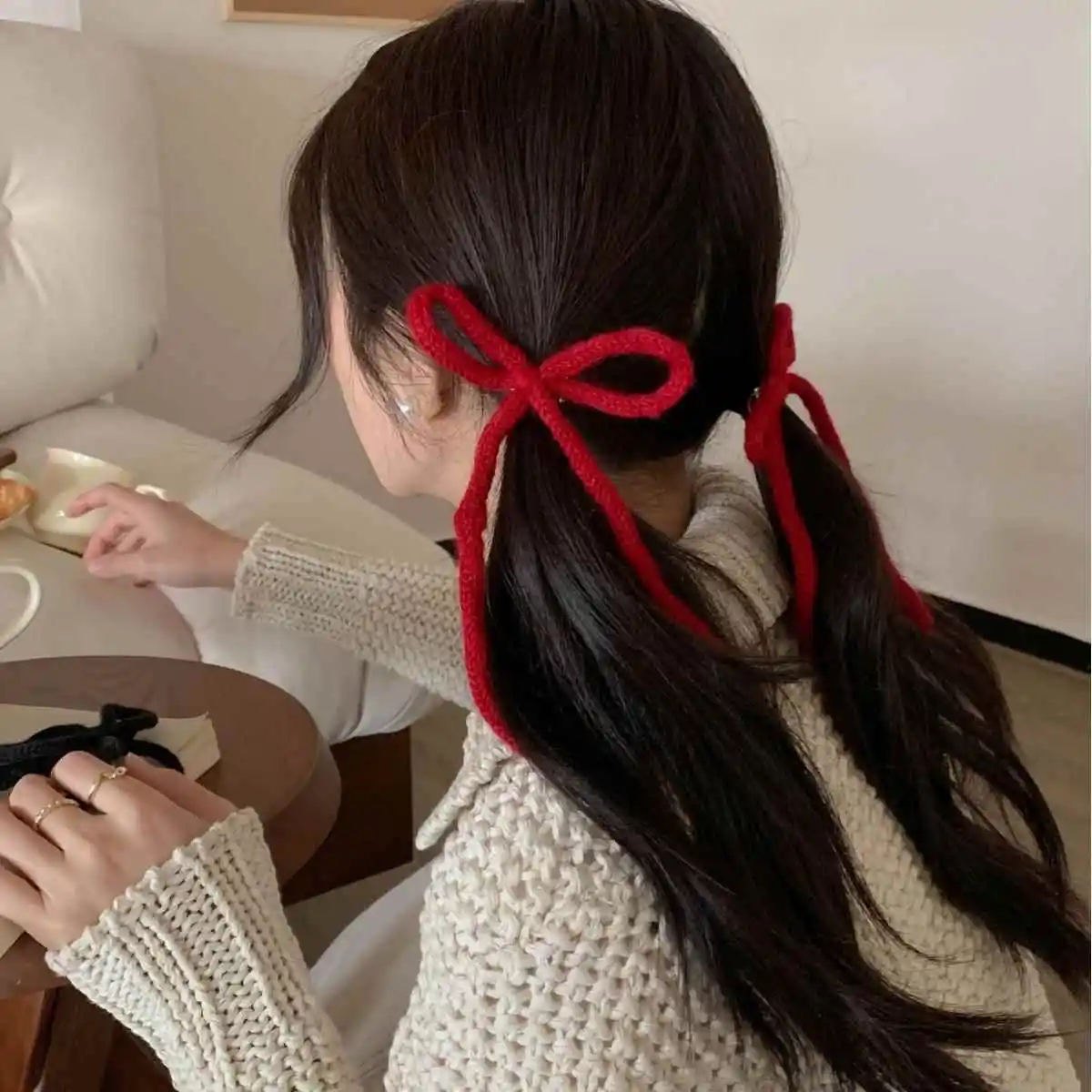 Red Bow Hairpins Women Girls Big Bowknot Long Tassel Barrettes Hair Clips Headwear Ponytail Clip Hair Accessories New Year Gifts
